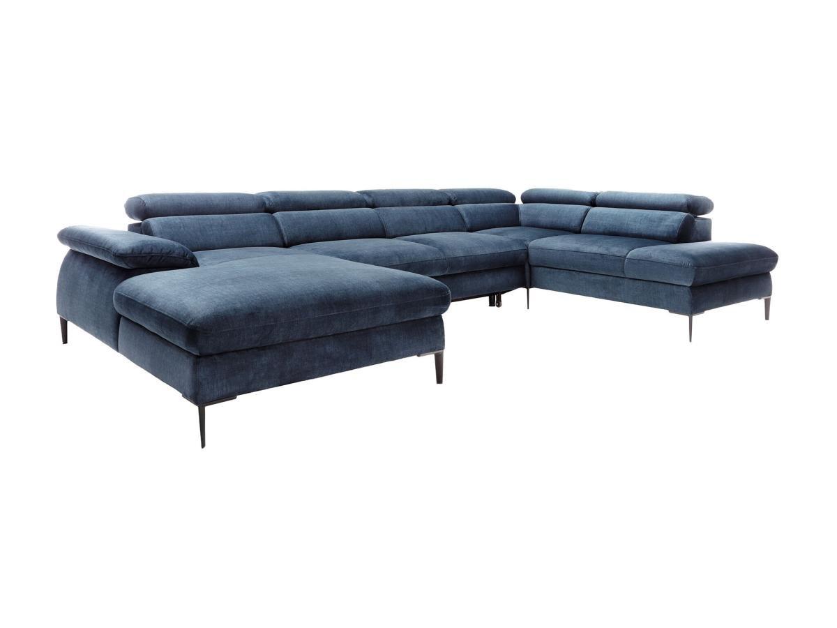 PASCAL MORABITO Divano letto panoramico in Velluto Blu notte - Angolo a sinistra - SEPINA di PASCAL MORABITO  