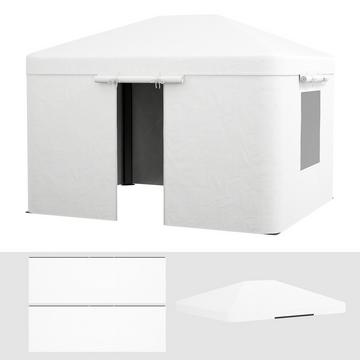 Set Di Tetto Di Ricambio Per Gazebo Tetto Impermeabile Con 2 Pareti Laterali Per Gazebo Da Giardino, Bianco