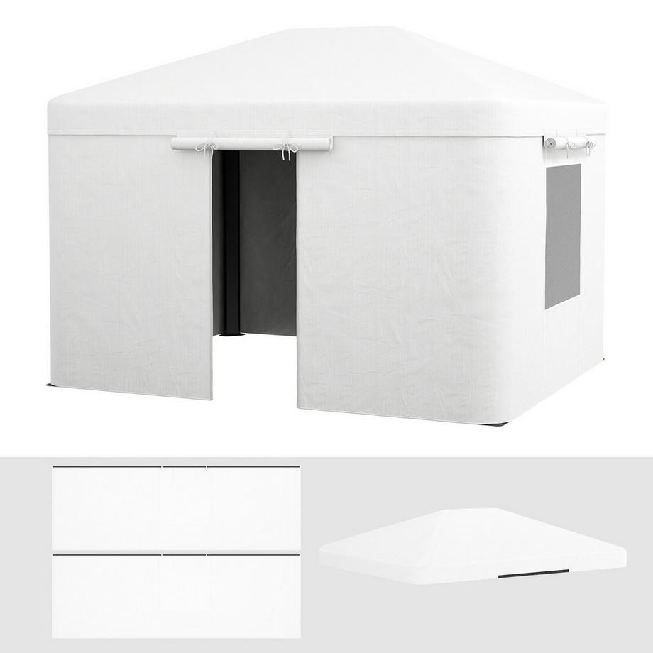 Northio Ersatzdach-Set Für Pavillon Wasserdichtes Dach Mit 2 Seitenwänden Für Gartenpavillon, Weiß  