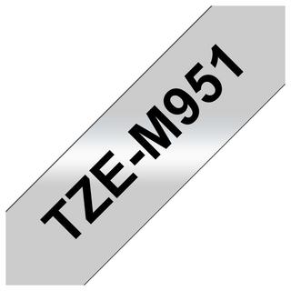 brother  Nastro metallico  TZe TZe-M951 Colore Nastro: Argento (opaco) Colore carattere:Nero 24 mm 8 m 