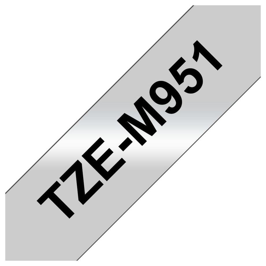 brother  Nastro metallico  TZe TZe-M951 Colore Nastro: Argento (opaco) Colore carattere:Nero 24 mm 8 m 