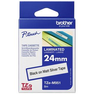 brother  Nastro metallico  TZe TZe-M951 Colore Nastro: Argento (opaco) Colore carattere:Nero 24 mm 8 m 