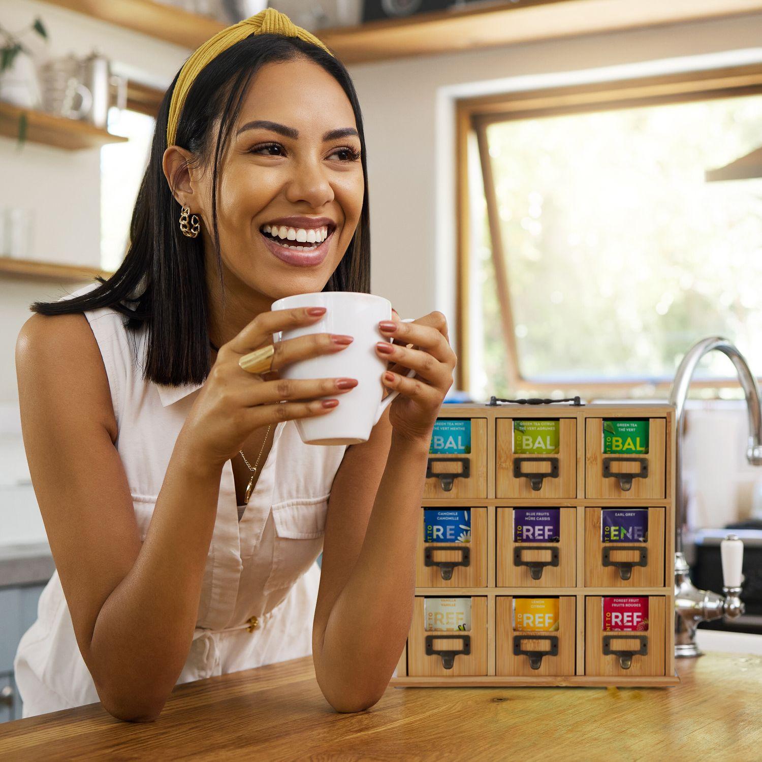 B2X Porta tè in bambù con 9 scomparti  