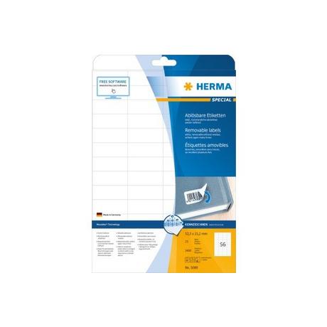 HERMA HERMA Etiketten SPECIAL 52.5x21.2mm 5080 weiss,non-perm. 1400 St./25Bl.  