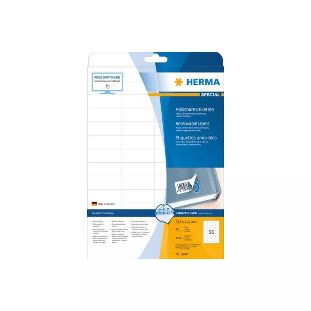 HERMA – Etiketten SPECIAL 52.5×21.2mm 5080 weiss,non-perm. 1400 St./25Bl., One Size