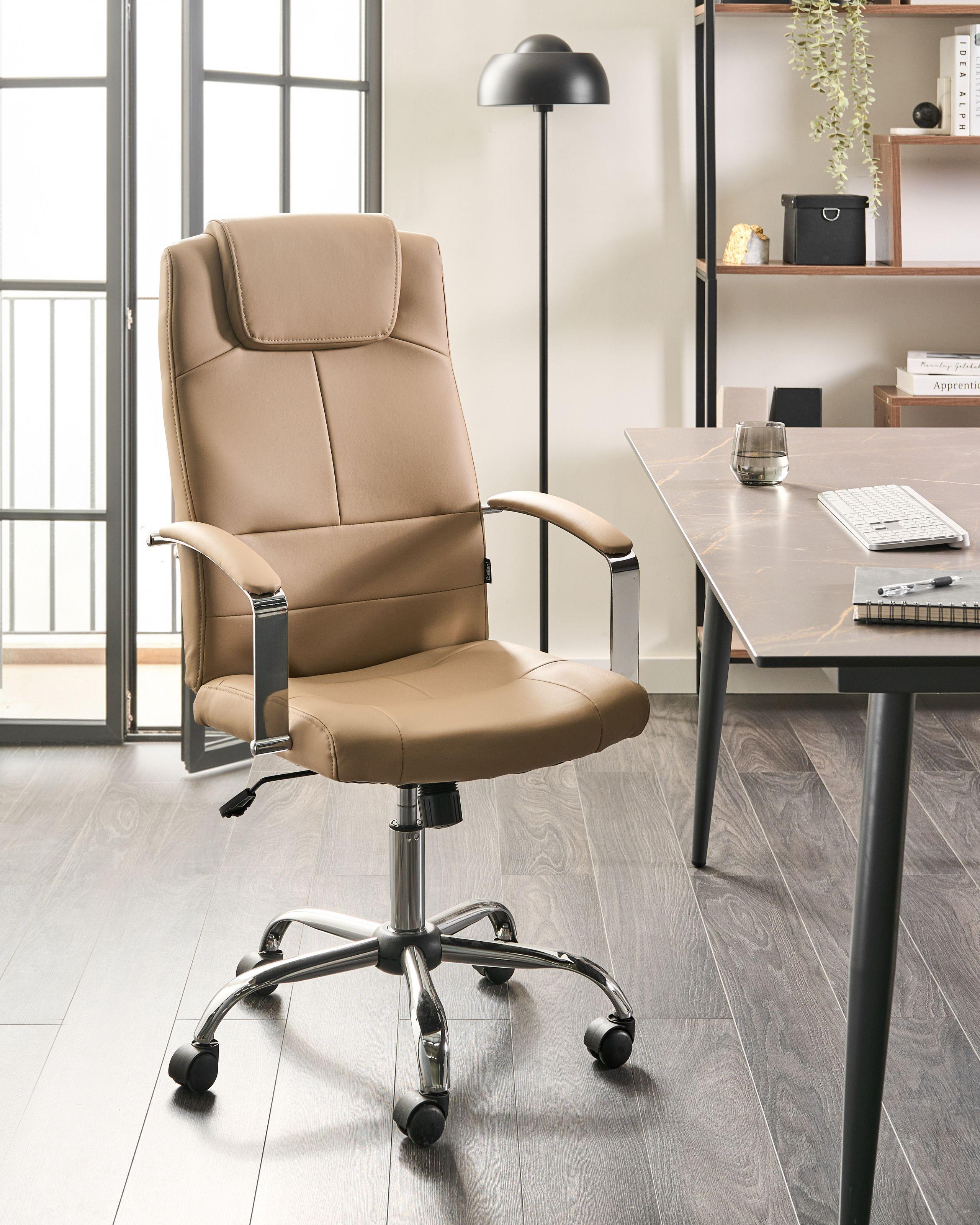 Beliani Fauteuil de bureau en Cuir PU Traditionnel WINNER  