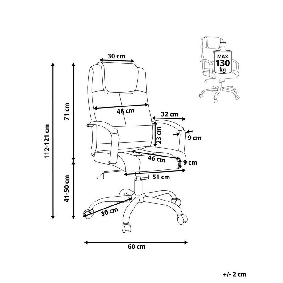 Beliani Fauteuil de bureau en Cuir PU Traditionnel WINNER  