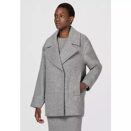 HALLHUBER  Oversized Cabanjacke in recyceltem Wollflanell-Mix Silber