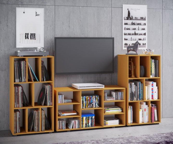 VCM Holz Schallplattenregal | Raumteiler | Maße H. 114 x B. 60 x T. 40 cm | Medienregal - Schaltino  