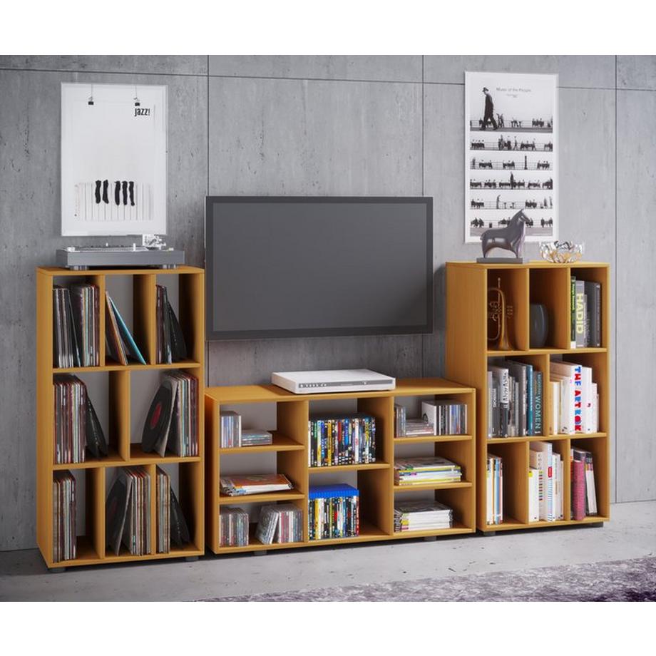 VCM Holz Schallplattenregal | Raumteiler | Maße H. 114 x B. 60 x T. 40 cm | Medienregal - Schaltino  