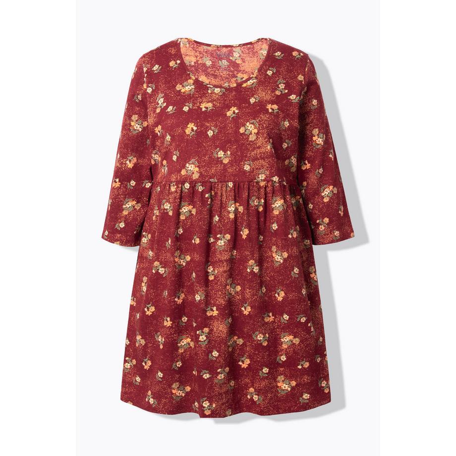 Ulla Popken T-shirt long imprimé à pois décolleté rond manches 3/4 coupe évasée  