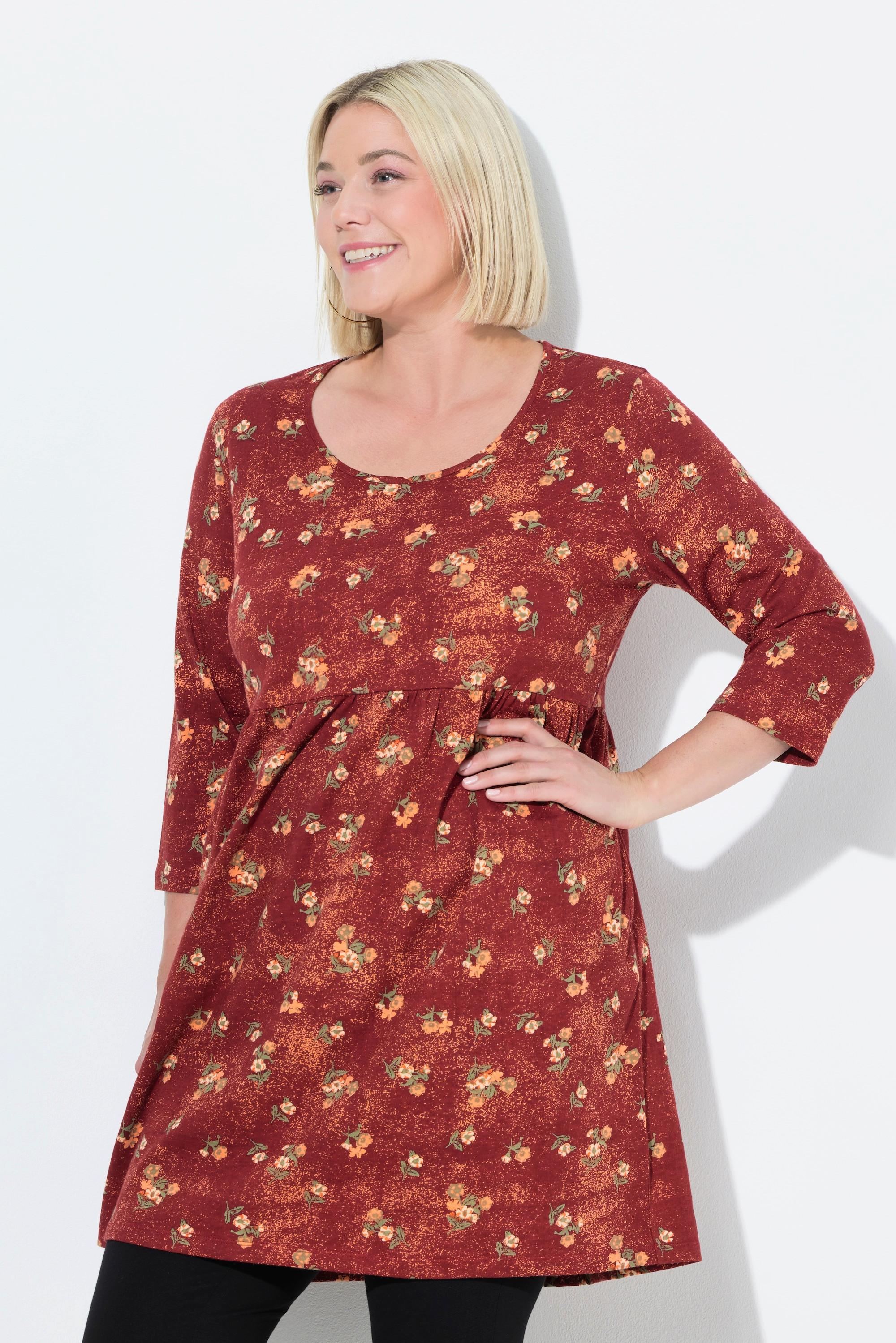 Ulla Popken Longshirt Punkte A-Linie Rundhals 3/4 Arm  