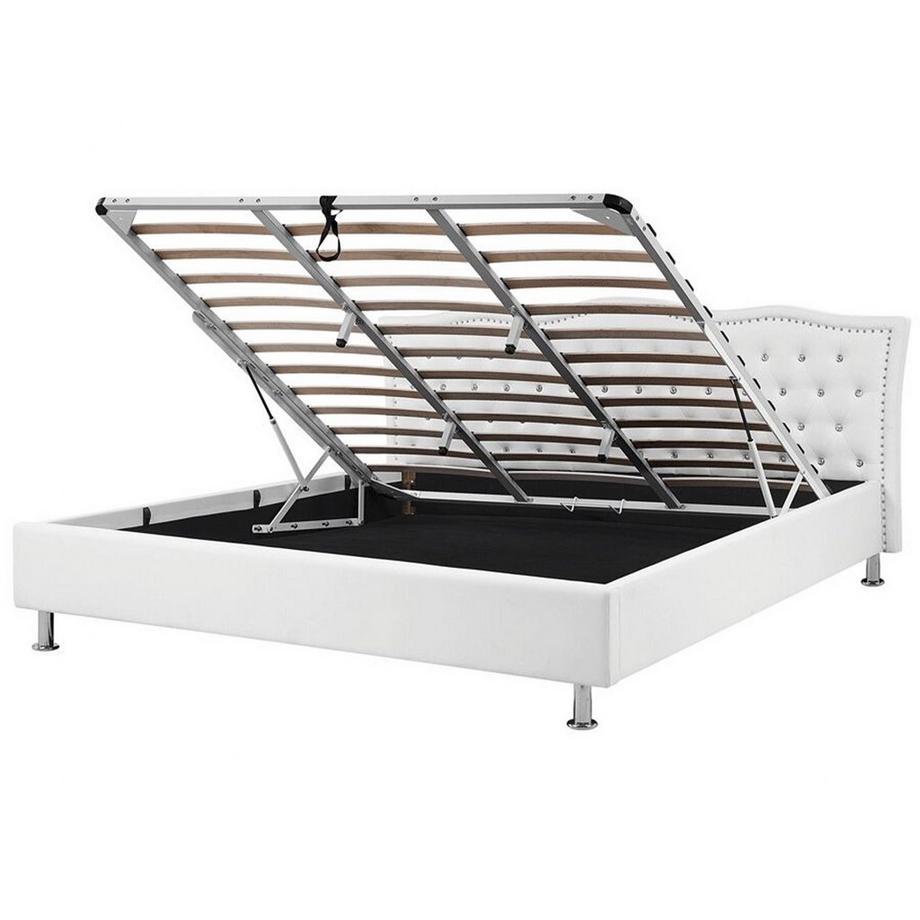 Lit avec coffre de rangement en Cuir PU Glamour METZ