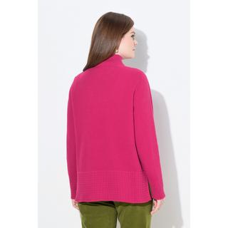 Ulla Popken Maglione polo in maglia Collo alto Cerniera Maniche lunghe  
