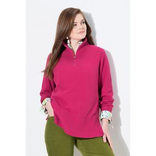 Ulla Popken Maglione polo in maglia Collo alto Cerniera Maniche lunghe  