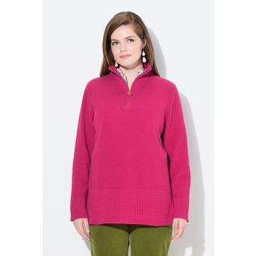 Pull camionneur en maille, col montant, manches longues et fermeture zippée