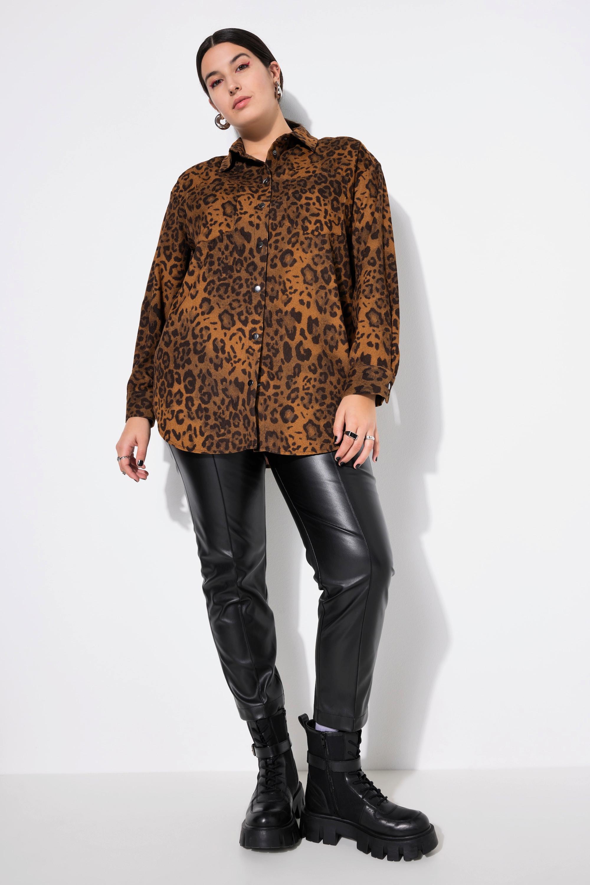 Studio Untold  Cord-Hemd, Oversize Shape, Leoprint 