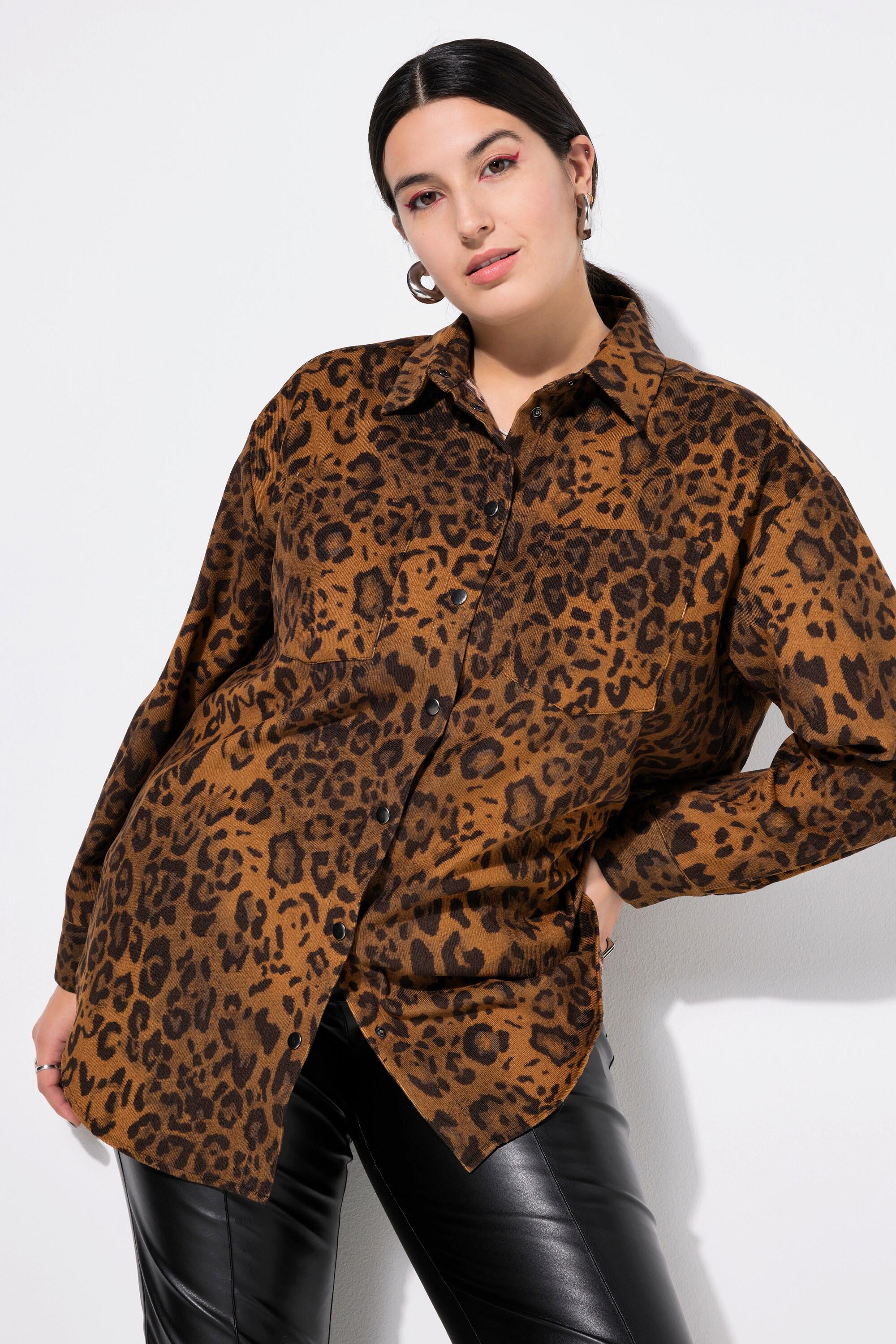 Studio Untold  Cord-Hemd, Oversize Shape, Leoprint 