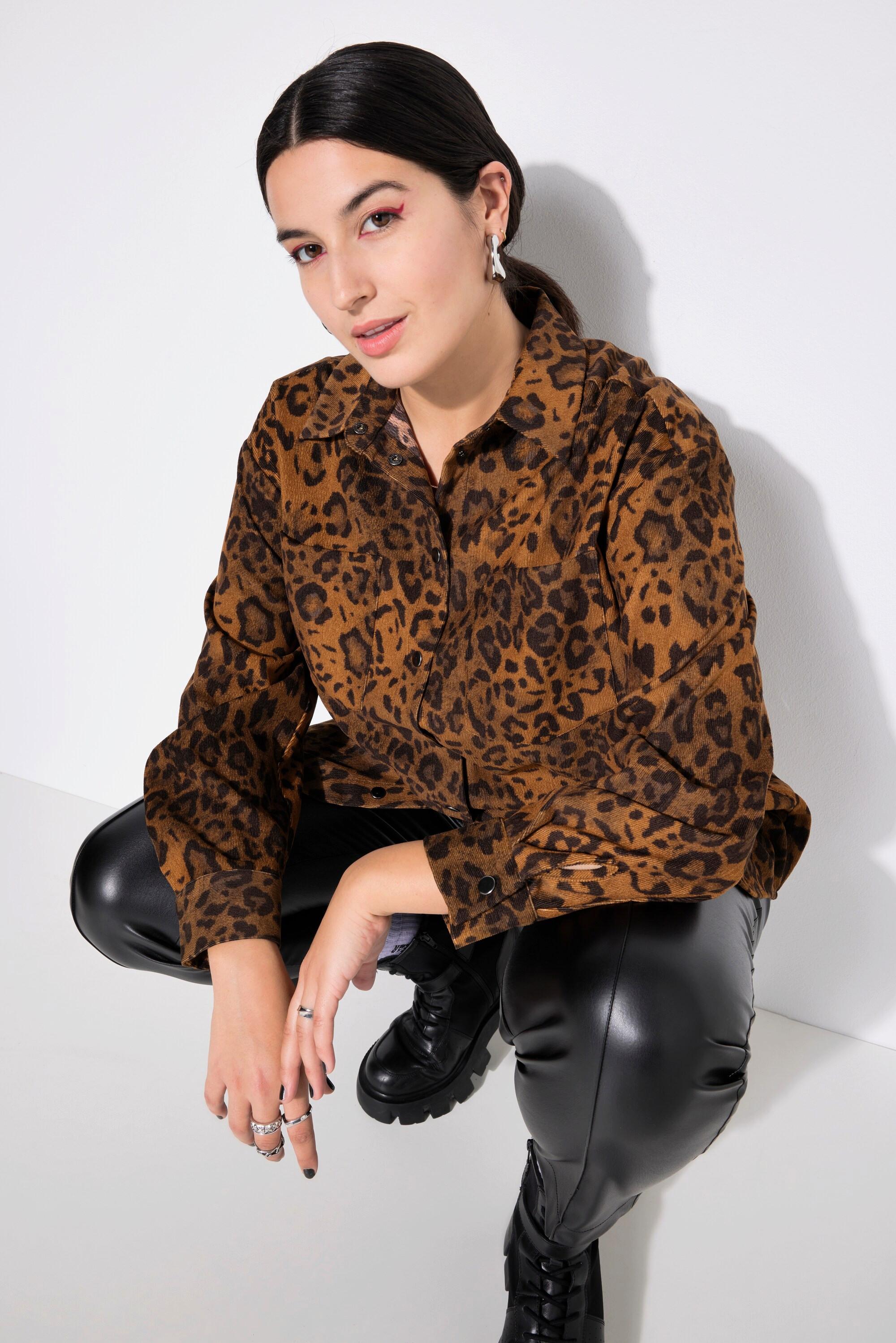 Studio Untold  Cord-Hemd, Oversize Shape, Leoprint 