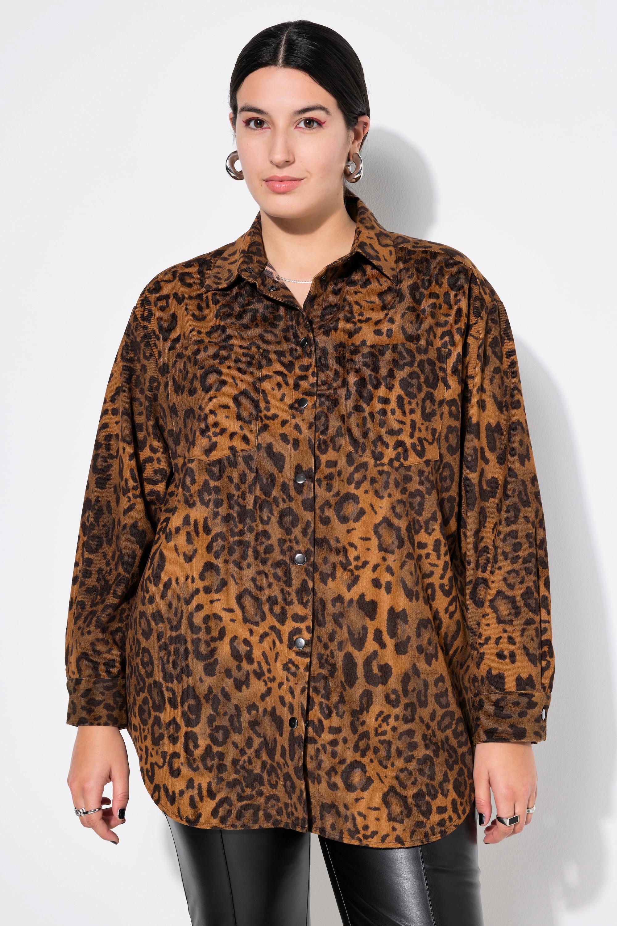 Studio Untold  Cord-Hemd, Oversize Shape, Leoprint 