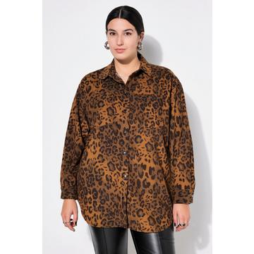 Cord-Hemd, Oversize Shape, Leoprint