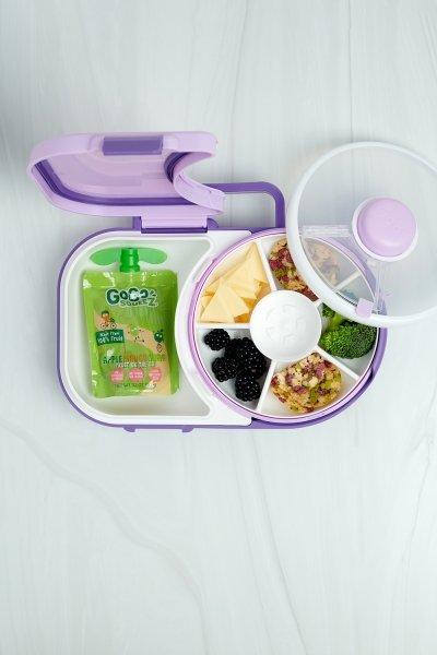 GöBe GöBe Lunchbox für Kinder mit Snackschleuder, Grape Taro  