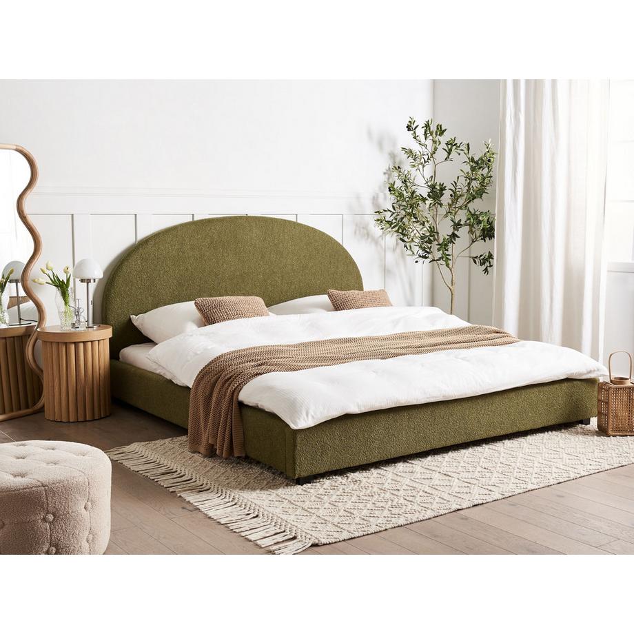 Beliani Lit avec sommier en Bouclé Rétro VAUCLUSE  