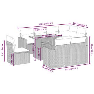 VidaXL Ensemble de canapés de jardin rotin synthétique  