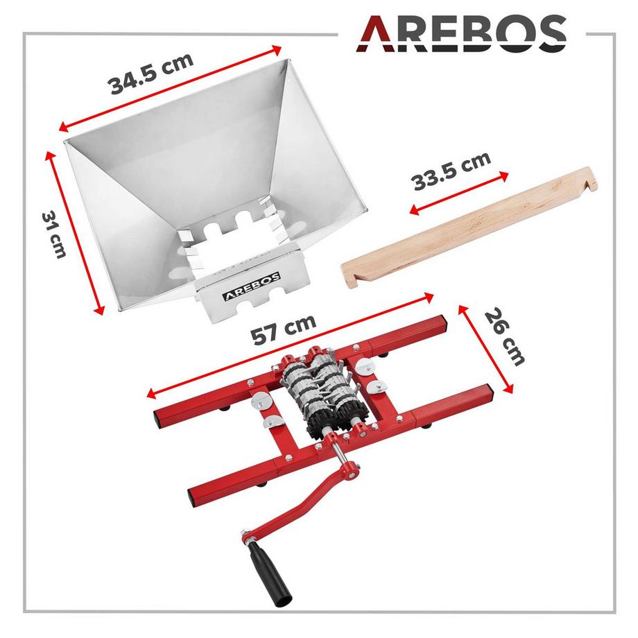 Arebos  Obstmühle 7L Traubenmühle Obstschredder Obstpresse Obsthäcksler Obstmuser 