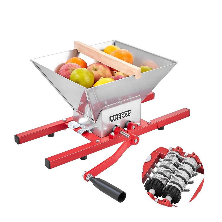 Arebos  Obstmühle 7L Traubenmühle Obstschredder Obstpresse Obsthäcksler Obstmuser 