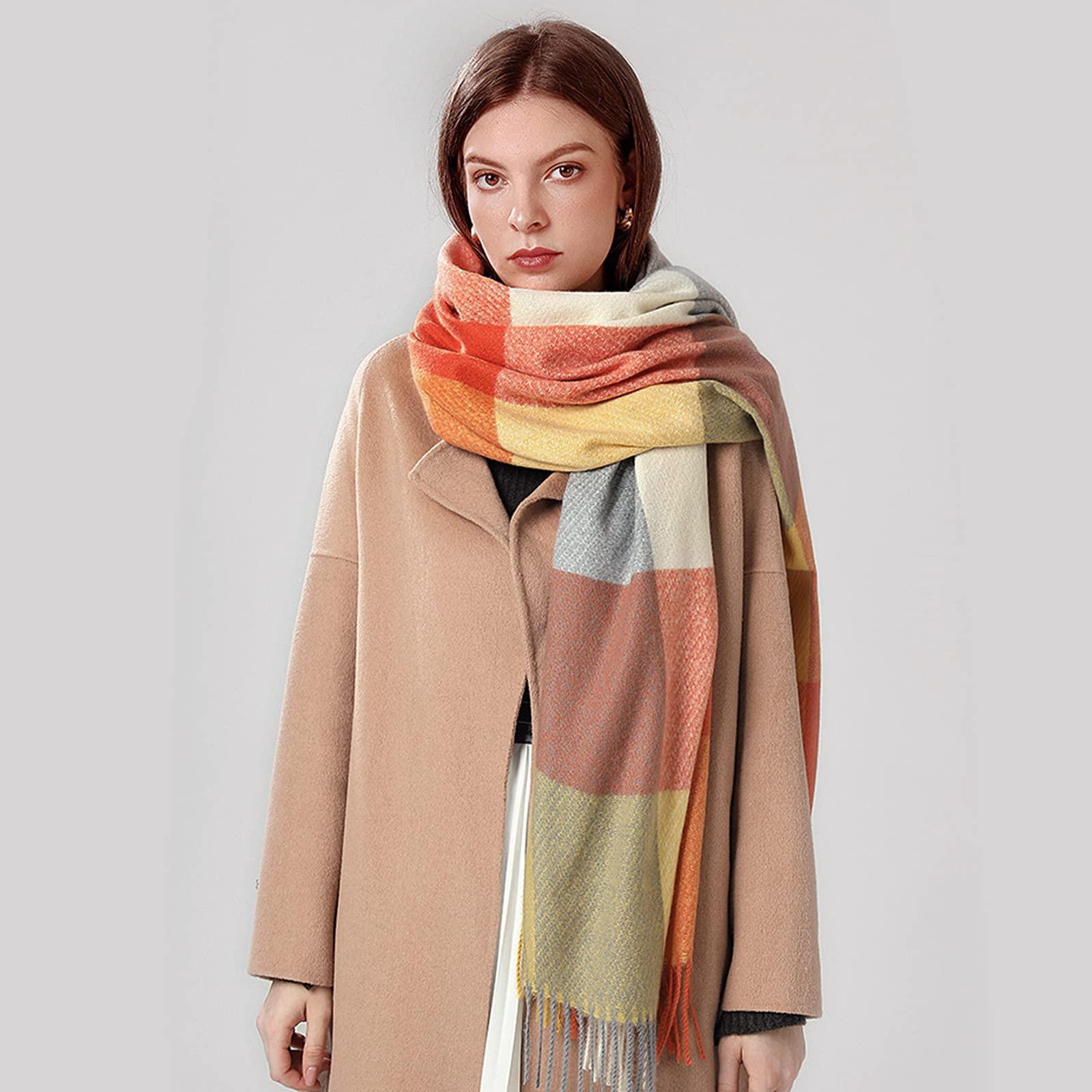 Only-bags.store Karierter Oversized Quadratischer Decken Schal Fransen  