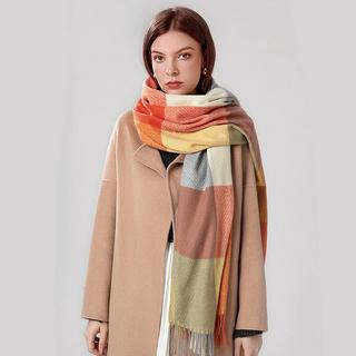 Only-bags.store Karierter Oversized Quadratischer Decken Schal Fransen  