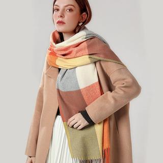 Only-bags.store  Winterschal kariert übergroße quadratische Decke Schal, Fransen Poncho 