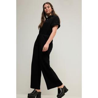 Studio Untold Musselin Jumpsuit Elastische Taille Halbarm Weites Bein  