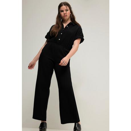 Studio Untold Musselin Jumpsuit Elastische Taille Halbarm Weites Bein  