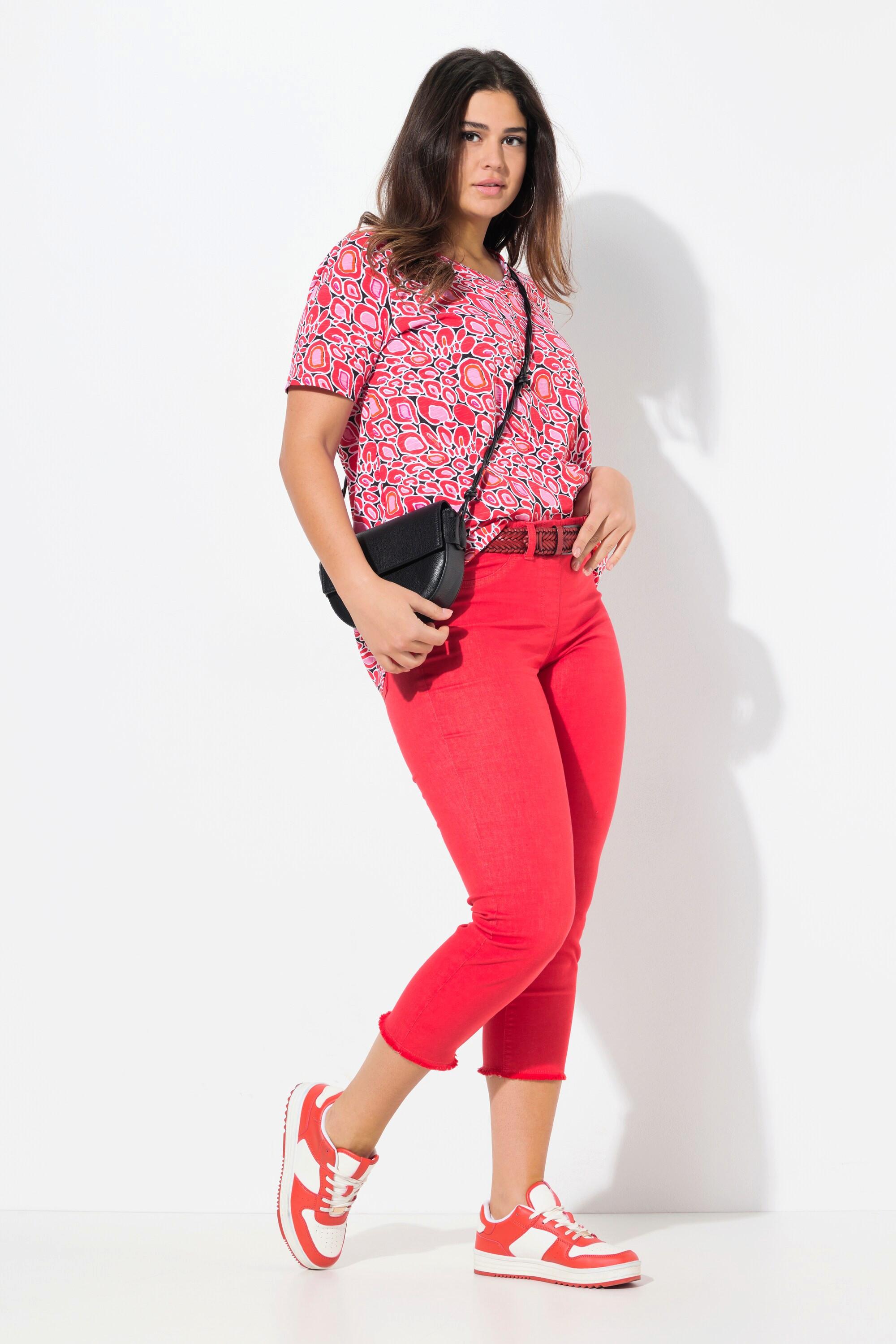 Ulla Popken Sienna Pantalon 7/8 Jambe Étroite Ourlet Frangé  