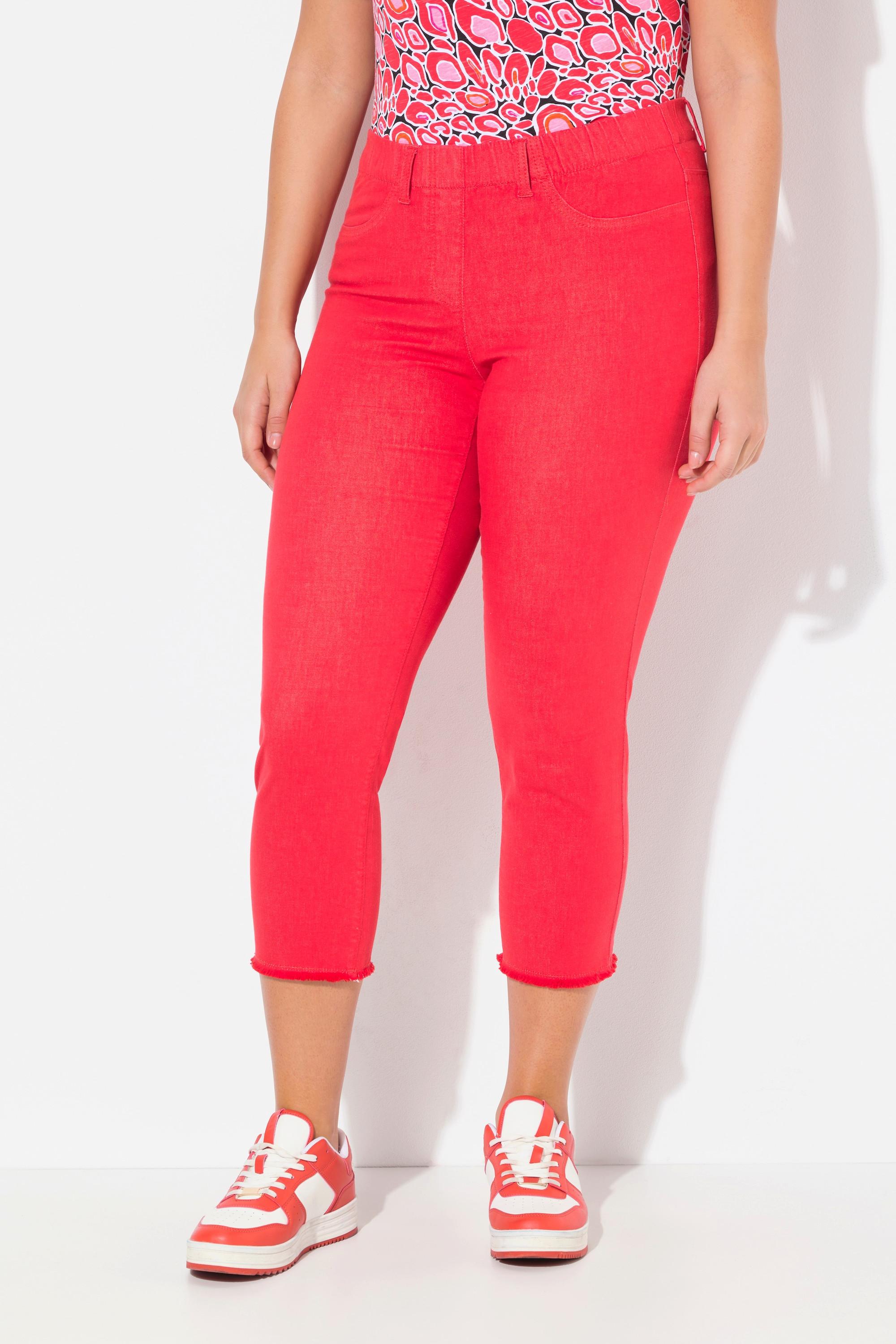 Ulla Popken Sienna Pantalon 7/8 Jambe Étroite Ourlet Frangé  
