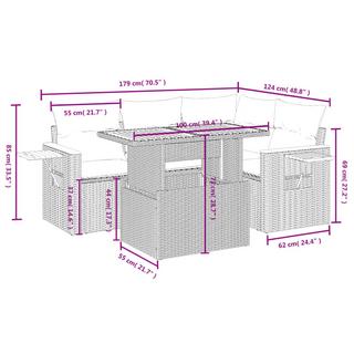 VidaXL Ensemble de canapés de jardin rotin synthétique  