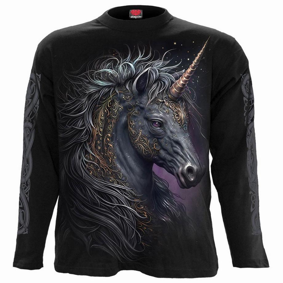 Celtic Unicorn Maglietta Stampa Sul Retro E Sulle Maniche Manica Lunga