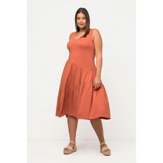 Ulla Popken  Midikleid, A-Linie, V-Ausschnitt, ärmellos, Biobaumwolle 