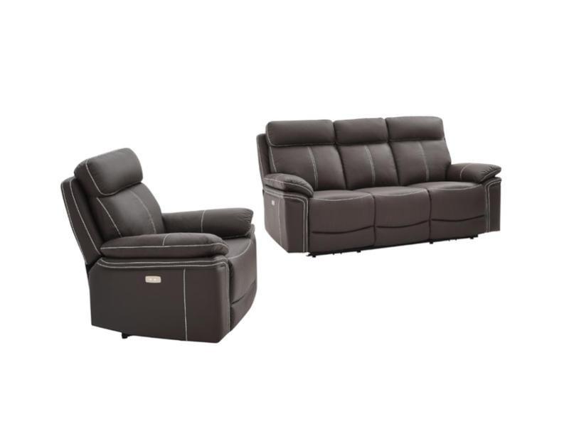 Vente-unique Relaxsofa elektrisch Garnitur 3+1 Leder ISIRIS  