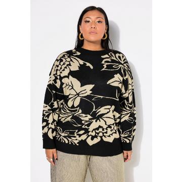 Pull oversize, motif grandes fleurs brillantes