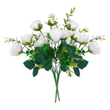Lot de 2 bouquets de fleurs en plastique, Roses - Blanc