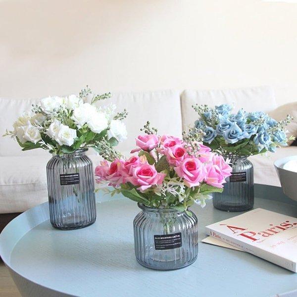 eStore Confezione da 2 Mazzi di fiori in plastica, Rose - Bianche  