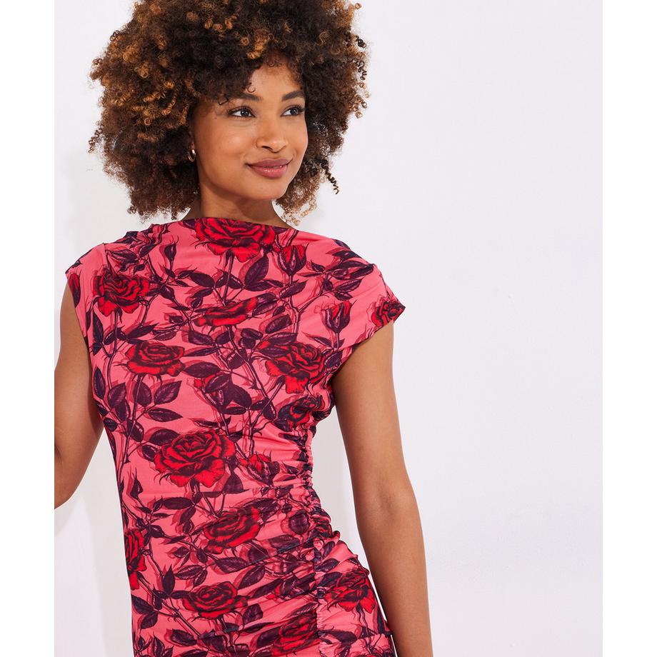 Joe Browns Gerafftes Blumenmuster Mesh Midikleid  