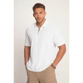 Sthuge  Maglia polo STHUGE di jersey con zip e mezze maniche bianco neve 