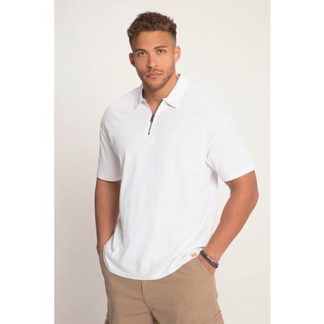 Sthuge  Maglia polo STHUGE di jersey con zip e mezze maniche bianco neve 