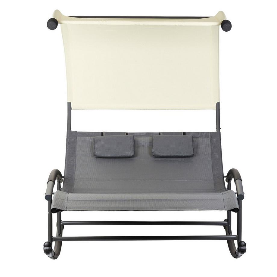 Northio Chaise longue à bascule pour deux personnes avec auvent et coussins MultiGarden  