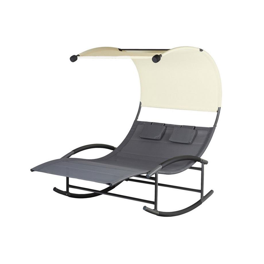 Chaise longue à bascule pour deux personnes avec auvent et coussins MultiGarden