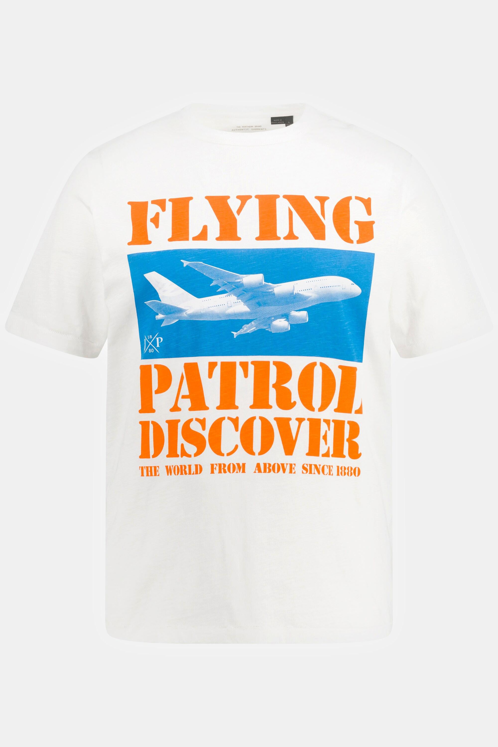 JP1880  T-shirt a mezze maniche con stampa "Flying Patrol" e scollo a girocollo 